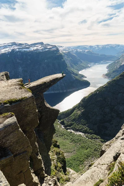 Норвегія Туризм Тяжіння Рок Язик Троля Троль Язика Графстві Hordaland — стокове фото