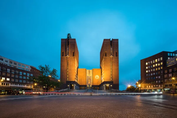 Het Stadhuis Van Oslo Avond Oslo Noorwegen — Stockfoto