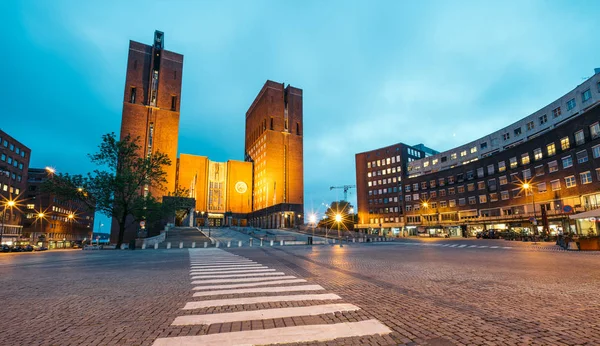 Het Stadhuis Van Oslo Avond Oslo Noorwegen — Stockfoto