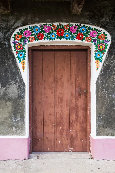 Zalipie Poland January 2015 Door Decorated Plant Motifs Colorful Village — Stock Photo, Image