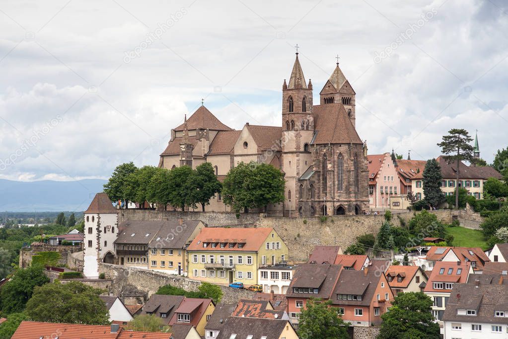 Panoramic View of Breisach by the Rhine River in Baden-Wurttemberg, Germany
