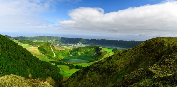 Azores Portekiz Güzel Panoramik Sabah San Miguel Adası Nda Dağlardan — Stok fotoğraf