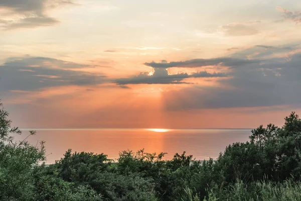 Hermosa Puesta Sol Sobre Mar Báltico Concepto Naturaleza — Foto de Stock