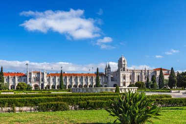 Jeronimos Monastery veya Hieronymites Manastırı Belem Lizbon, Portekiz yer alır. seyahat hedef