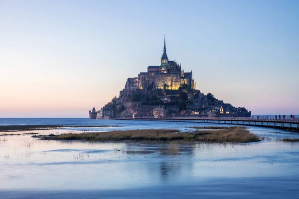 Abadia Mont Saint Michel Ilha Normandia Norte França Europa Pôr — Fotografia de Stock