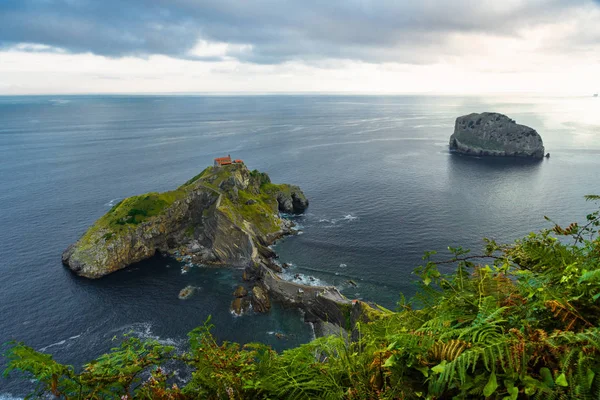 Vista Aérea Isla Gaztelugatxe País Vasco España Amanecer —  Fotos de Stock