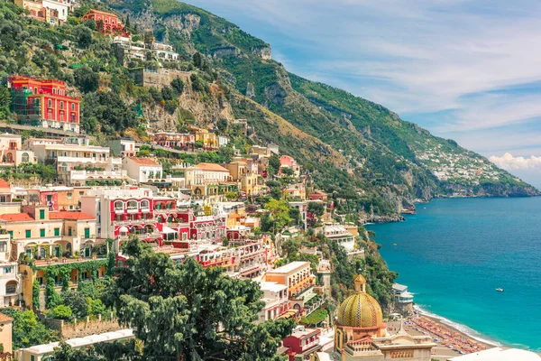 Krásný Výhled Město Positano Slavném Pobřeží Amalfi Kampánie Itálie Evropa — Stock fotografie