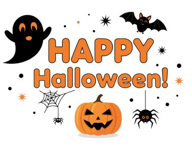 Kabak ve örümcek ile Halloween kartı