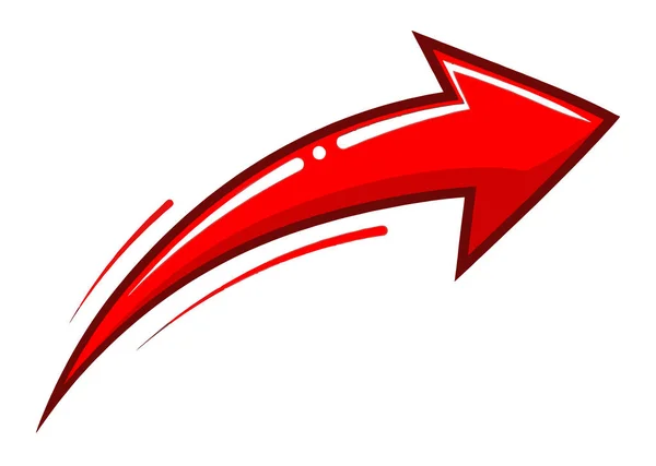 Ok işareti çizimi. Vektör. kırmızı - gölgeli siyah simge.