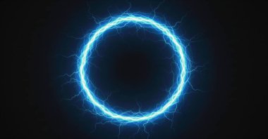 Mavi neon çemberli soyut arkaplan