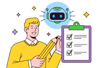 Bir kontrol listesi ile işadamı.