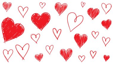 Kırmızı kalp arka plan vektör çizimi. aşk sembolü tasarımı