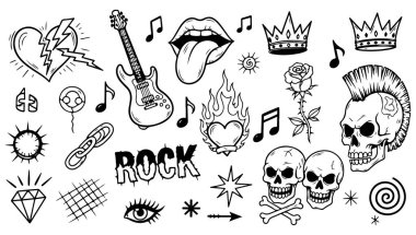 El çizimi rock müzik seti