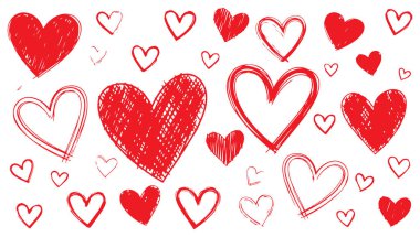 Kalplerin arka planında kırmızı kalp