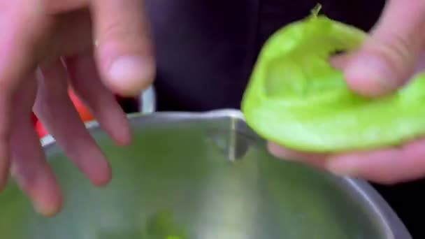 A felső nézetből saláta elkészítése — Stock videók