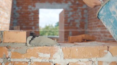 Çimento yakın çekim çekim duvar ev inşa.
