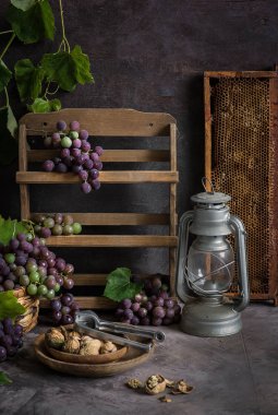 bal, ceviz ve üzüm ile brie peynir lor