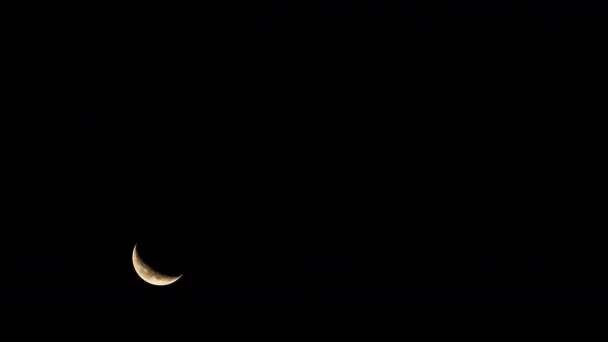 Луна Полумесяца Времени Уходящая Ночное Небо — стоковое видео