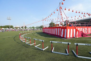 Selangor, Malezya - 20 Temmuz 2019: Panasonic Ulusal Spor Kompleksi Shah Alam 'da 43. Görüntü belli bir tahıl ya da gürültü ve yumuşak odak içerir.