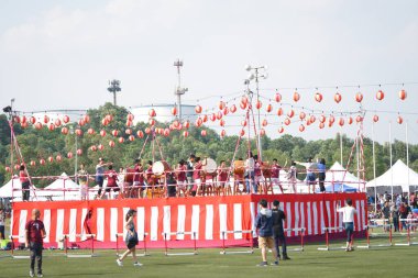 Selangor, Malezya - 20 Temmuz 2019: Panasonic Ulusal Spor Kompleksi Shah Alam 'da 43. Görüntü belli bir tahıl ya da gürültü ve yumuşak odak içerir.