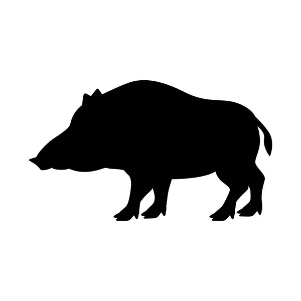 Vector illustration black silhouette wild boar — Stock Vector