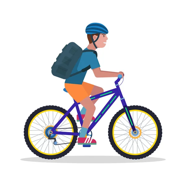 Vector ilustración hombre en una bicicleta de montaña — Vector de stock