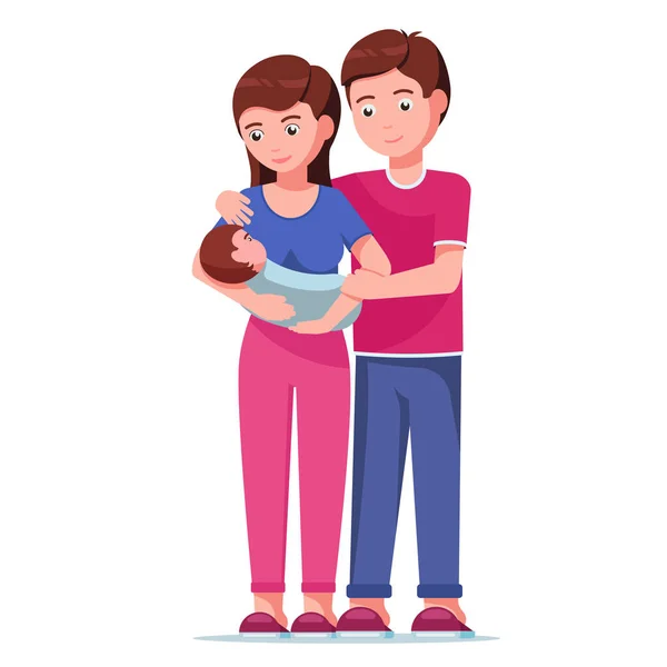 父亲和母亲牵着孩子的手 — 图库矢量图片