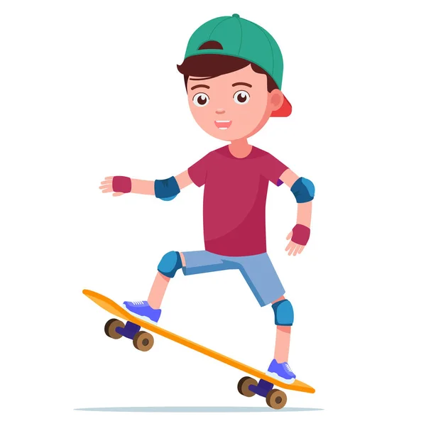 Vector boy skateboarding en un monopatín — Vector de stock