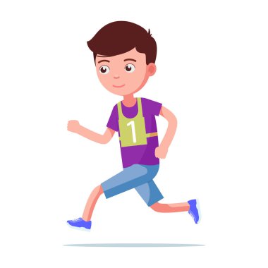 Vektör çizim karikatür çocuk Maraton koşusu