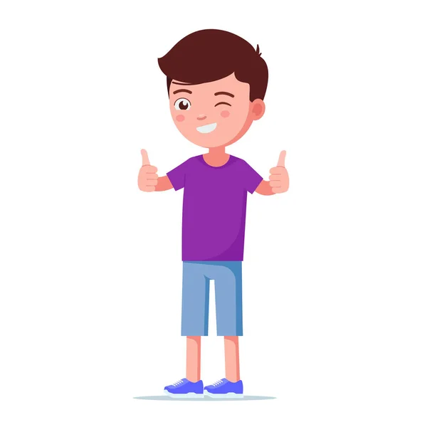 Vector illustration cartoon boy showing thumbs up — Stock Vector