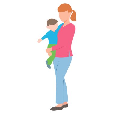 Vektör genç anne bebeğini holding