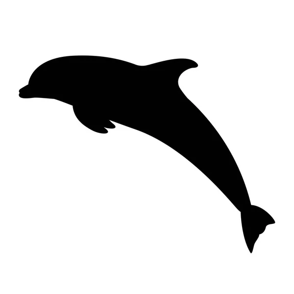 Чорний силует стрибкового дельфіна — стоковий вектор