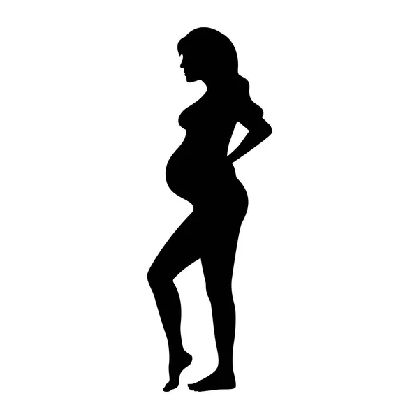 Vector zwart silhouet van een zwanger meisje — Stockvector
