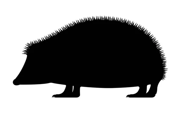 Ilustração vetorial de ouriço silhueta preta — Vetor de Stock