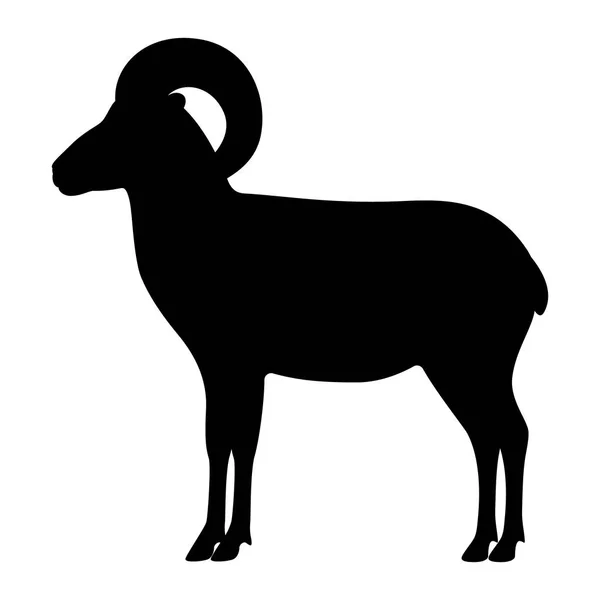 Vector black silhouette of a mountain ram — Stock Vector