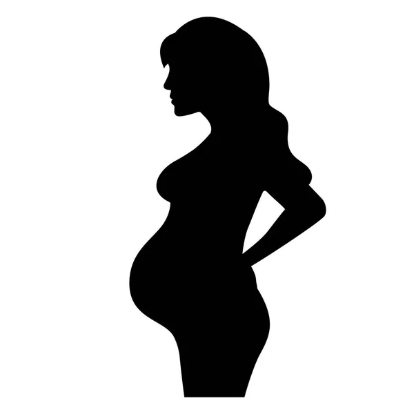 Σιλουέτα εγκύου γυναίκας που στέκεται πλάγια — Διανυσματικό Αρχείο