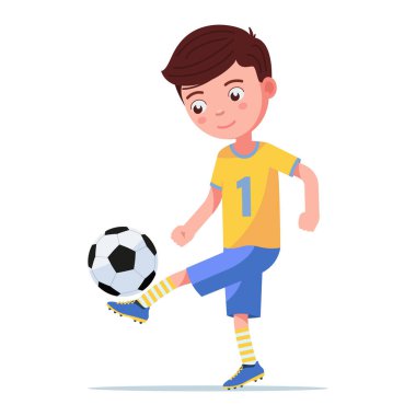 Erkek futbol oyuncusu bacağını topu tekme