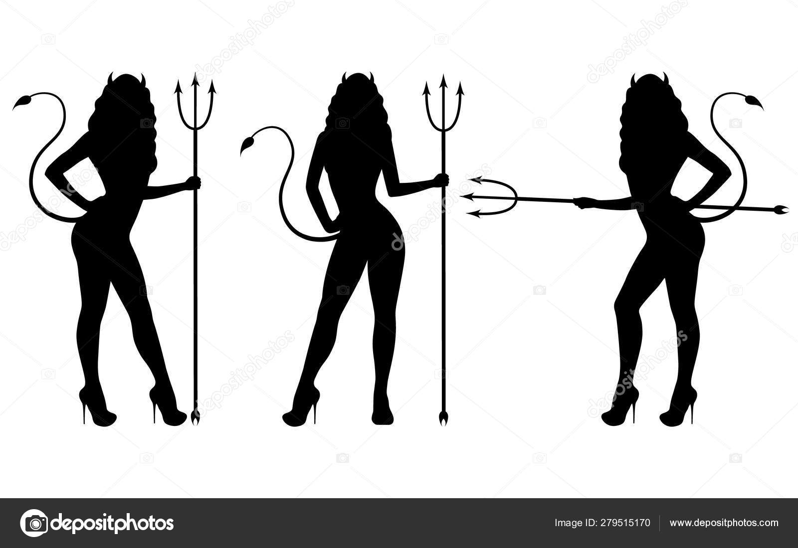 Vector set of black silhouette of a devil girl Stock Vector by  ©jenyakot86.gmail.com 279515170, image size:1600x1100