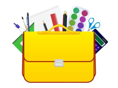 Okul çocukları çalışma için aksesuarlar ile çanta