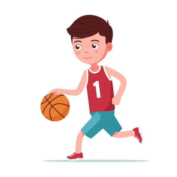 Junge Basketballspielerin läuft mit dem Ball — Stockvektor
