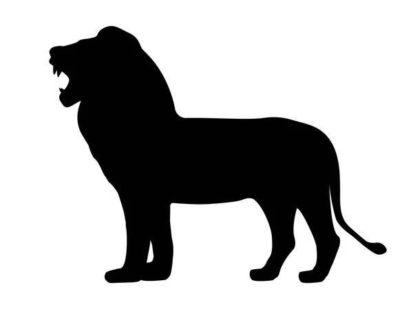 Schwarzer Silhouette knurrender Löwe — Stockvektor