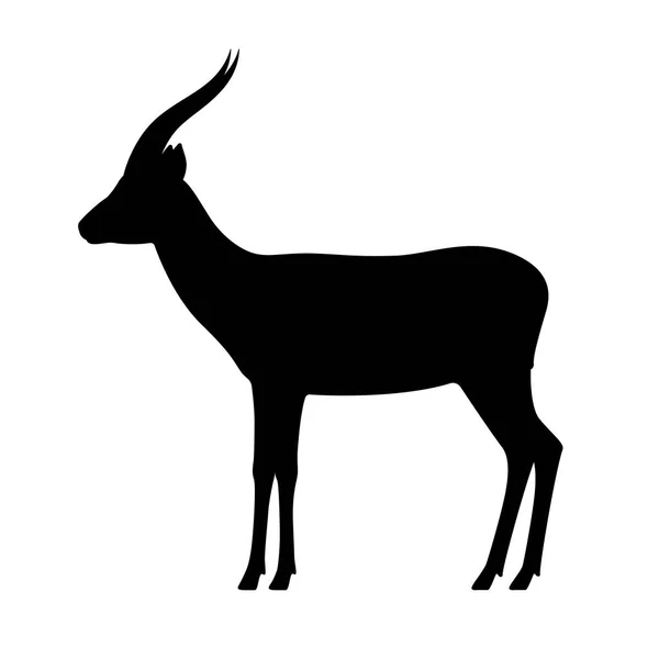 Gazzella antilope sagoma vettoriale nera — Vettoriale Stock
