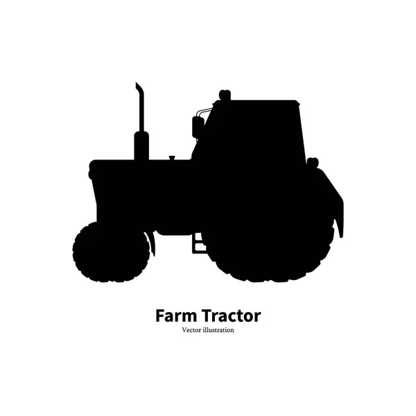 黑色剪影农用拖拉机 — 图库矢量图片