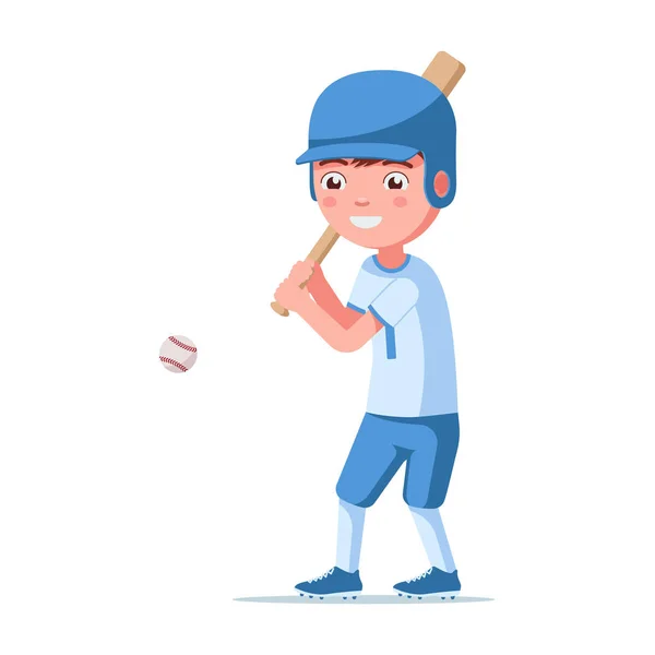 Boy beyzbol oyuncusu topa vurur. — Stok Vektör