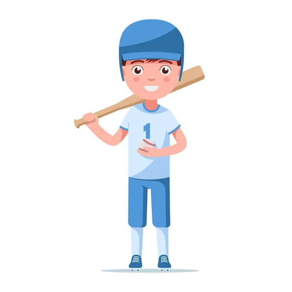Το μικρό παιδί στέκεται στα πυρομαχικά του μπέιζμπολ. — Διανυσματικό Αρχείο