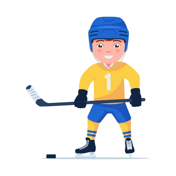 Sports child plays professional hockey — Stock Vector