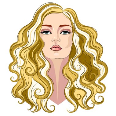 Uzun kıvırcık altın saçlı güzel kadın
