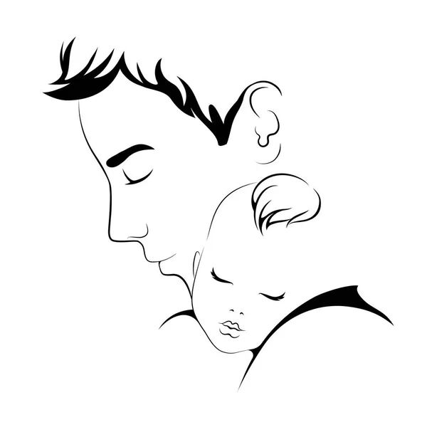パパと赤ちゃん。父の愛のベクトル図. — ストックベクタ