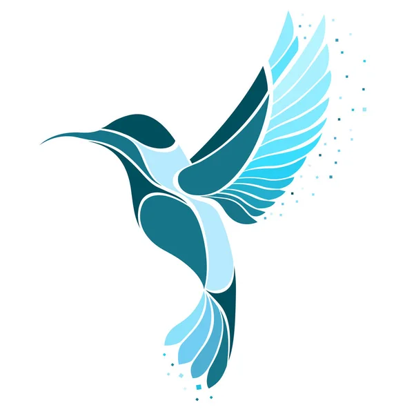 Colibri Kuş logosu. Beyaz arka plan üzerinde izole egzotik uçan Sinekkuşu Vektör illüstrasyon