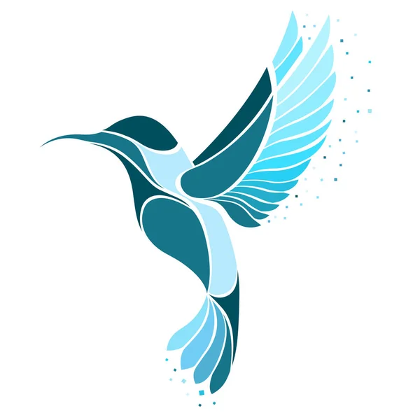 Logo Colibri Bird. Vektor ilustrasi terbang eksotis Hummingbird terisolasi pada latar belakang putih Grafik Vektor